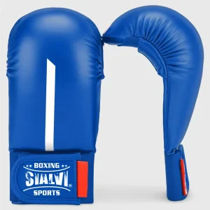 Blue/White Sialvi Red Label Karate Mitt Without Thumb