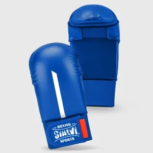 Blue/White Sialvi Red Label Karate Mitt Without Thumb